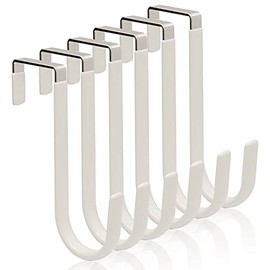 6 Pack Over The Door Hooks, Peasulin Over The Door Hangers Hooks, Soft Rubber Surface Prevents Scratches, White Door Hooks for Bathroom, Living Room, Kitchen Hanging Clothes, Towels, Shoe Bag, Hats