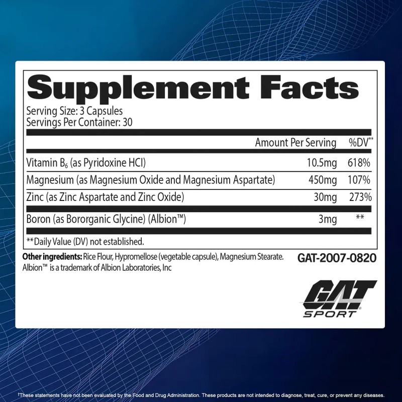 Suplemento Gat Sport Zmag Zinc Magnesio Boro Cápsulas