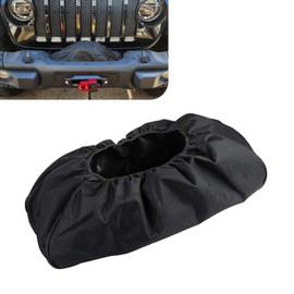 Shakas Winch Cover, 600D Oxford Cloth Waterproof Rust-proof Protector for for 8500-17500 lbs, Fully Wrapped Foldable Storage Portable Winch Cover for All Seasons, for Most Cars Trucks (Black)