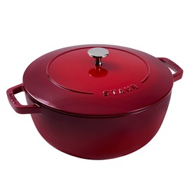 Staub Cast Iron Essential French Oven, Dutch Oven, 5-quart, serves 5-6, Made in France - Cherry