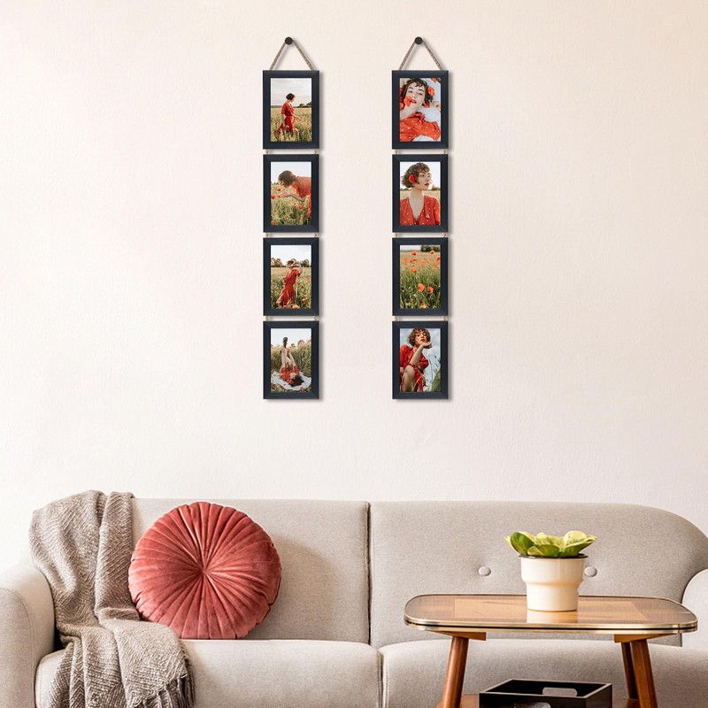 QUTREY Black 4x6 Hanging Picture Frames Set of 2, 4