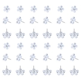VAPKER 150Pcs Transparent Flower Push Pin Thumb Tacks Cute Flat Flower Shaped Thumbtacks Decorative Flower Pushpins Map Pins for Cork Board Home Office School