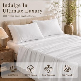 MEISHANG 1000TC Egyptian Cotton Sheets King, 16" Deep Pocket