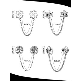 Yunlly 4 Pieces Vintage Sweater Shawl Clips Retro Cardigan Collar Clips Dress Shirt Brooch for Women Wearing