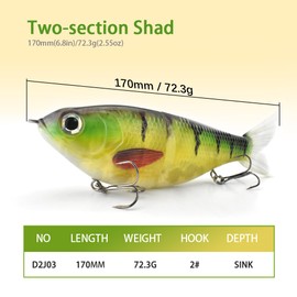 ODS Lure Slow Sinking Glide Bait with Fur Tail Lifelike Fishing Tackle for Trout Shad Bass Musky (Color C)