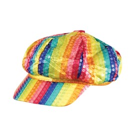 Multicolor Sequin Cap Hat (1 Pc.) - Vibrant Rainbow Design, Perfect for Festivals, Retro Parties, Events, & Everyday Glam