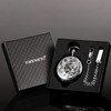 TREEWETO Mens Antique Skeleton Mechanical Silver Pocket Watch Dragon Hollow
