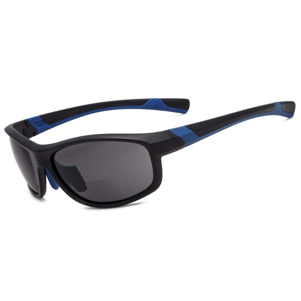 Eyekepper Fashion Sports Bifocal Sunglasses TR90 Unbreakable Outdoor Readers Baseball Running Fishing Driving Golf Softball Hiking Clear Frame