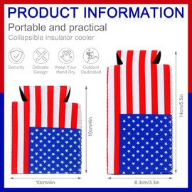 12 Pack American Flag Can Cooler Sleeve Patriotic Slim Beer Can Sleeve Neoprene Slim Bottle Sleeve Independence Day July 4th Collapsible Bottle Sleeve 12 oz for Party Supplies (American Flag)