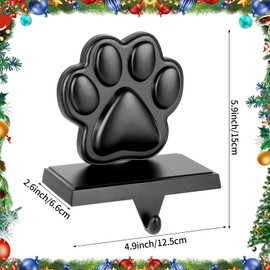 Adecortalk Black Dog Paw Christmas Stocking Holder, Pet Paw Stocking Holder Reliable Christmas Stocking Hanger for Xmas Fireplace Mantel Table Decorations