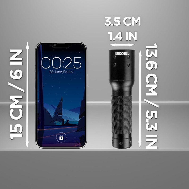 Duronic LED Torch RFL283AA Portable Flashlight, Handheld Pocket Torchlight, Lightweight