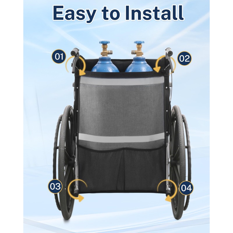 Oxygen Tank Holder for Wheelchairs, Walkers & Scooters - Reflective