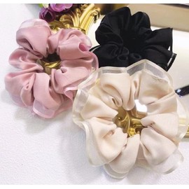 CandyBox Stylish Chou Volume Elegant Silky Mature Hair Ornament, Elegant, Satin, Loose Fluffy, Hair Clip, Adult (Black)
