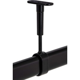 Gedotec Wardrobe Rail Centre Support for Ceiling Mounting Wardrobe Rail Oval Clothes Rail Attachment 30 x 15 mm Steel Black 1 Piece Rail Holder Height Adjustable