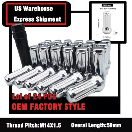 Unbranded 24P+KEY Fits FORD EXPEDITION F150 2015-19 SPLINE TUNER LUG NUT 2’’ 14x1.5 Chrome