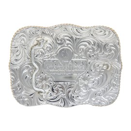 Montana Silversmiths Christian Faith Series Classic Western Buckle, Made In USA (Scallop Shaped - Christian Cowboy)