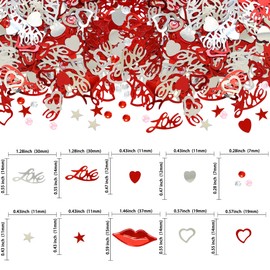 Gyufise 1000Pcs Love Heart LipstickDIY Confetti Happy Valentine's Day Table Confetti Silver Peach Heart Confetti for Holiday Valentine Wedding Anniversary Party Sprinkles Confetti Decorations