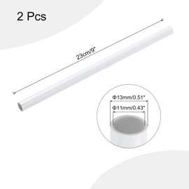 sourcing map 1/2 Inch PVC Rigid Tube Round Pipe Tubing Hardware Tubing 11mm ID 13mm OD 9" Length White High Impact for Water Pipe, Crafts, Cable Sleeve 2pcs