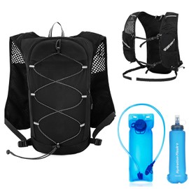 Weighted Vest for Men and Women, Ultralight 160 g, Running Backpack with Chest Strap, Adjustable, Running Vest with Hydration Backpack 2 L and Water Bottle 500 ml, Bicycle Backpack Reflective