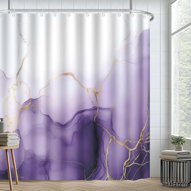 VentuCoven Marble Shower Curtain Purple Marble Shower Curtain for Room