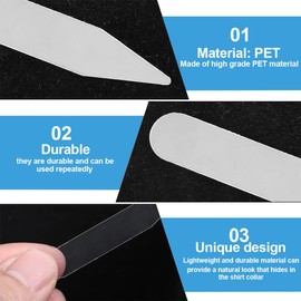 OQKAHIV 50 x Collar Stays for Men's Shirts in 5 Sizes, Collar Reinforcer Made of Sticks, Insert Men's Collar Stays, Plastic, for a Perfect Fit of the Shirt Collar, Gift for Father or Husband