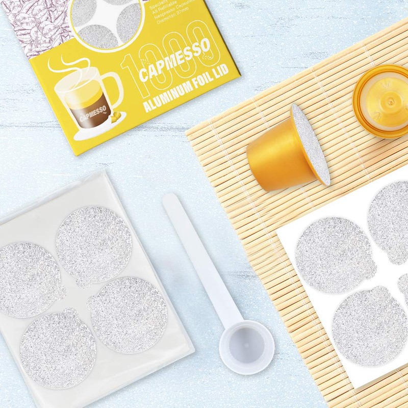 CAPMESSO Espresso Foils and Refillable Capsules Sealing Lids for Reusable