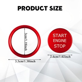 QZTYTY Car Push Start Button Cover, Ignition Switch Button, Engine Push Start Stop Button Cover Trim, Universal Car Accessories Start Stop Button Cover Compatible with A4 LA5 A6 LA7 Q5 Q7 (Red)