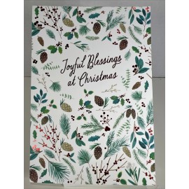 DaySpring Christmas Greeting Card Unused Pinecone Holly Pine Tree Branches White