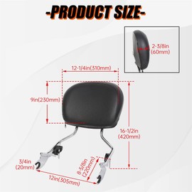 Detachable Sissy Bar with Backrest Pad Chrome Compatible with 2009-2024 Harley Touring (NEED DOCKING HARDWARE)