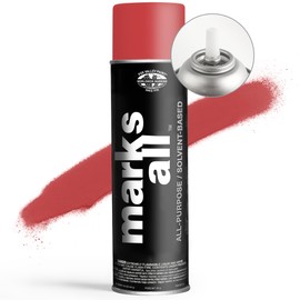 Fox Valley 18oz Marks All Solvent-Based Marking Paint Spray, 12-Pack Red APWA – Long-Lasting, Weather-Resistant Spray Paint for Wet or Dry Surfaces Like Metal, Grass, Concrete, Wood, & More