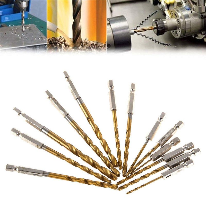 Gasea 13pcs 1.5mm - 6.5mm HSS Titanium Coated Drill Bit