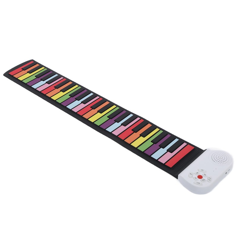 Roll Up Piano 49 Keys Kids Flexible Rainbow Keyboard Portable