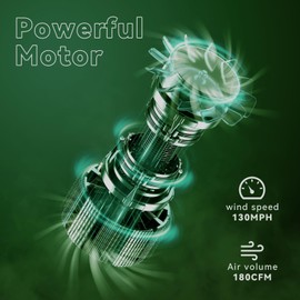 SUNCHERS Leaf Blower Cordless Tool Only with 1 Tube, 130MPH 180CFM High Speed, Lightweight Handheld Small Blower for Patio, Garden, House, Depot, Green