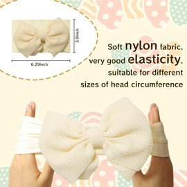 RUIOMII 2Pcs Easter Baby Headband Bows, Soft Adjustable Nylon Baby Girl Headbands