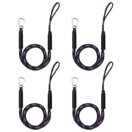 Boat Bungee Dock Lines, Mooring Rope with Stainless Steel Clip,Boat Ropes for Docking, Boat Accessories, Suit for PWC, Kayak, Jet Ski, Seadoo, WaveRunner, Pontoon, Bass Boat, 4ft (Black & Blue red)