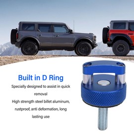 Billet Aluminum Hard Top Quick Removal Fastener Thumb Screw, 8 Pcs M8 1.25 Thread Integrated D Ring for Bronco 2dr 4dr 2021 Onwards (Blue)