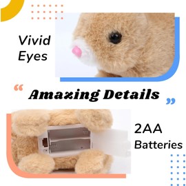 Rabbit Cuddly Toys Small - Electronic Interactive Pet Bouncing Makes Sounds and Its Ears and Nose Move, Children's Birthday Gifts for Girls 3 4 5 6 7 8 Years (Light Brown)