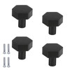 Pack of 4 Cabinet Knobs, Black Drawer Knobs, Modern Hexagon