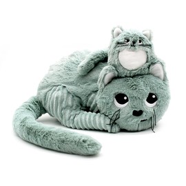 Les Déglingos - PTIPOTOS - MIAU the Cat Mama Baby - Very Soft Plush Toy Birth - Mint Green - 33cm