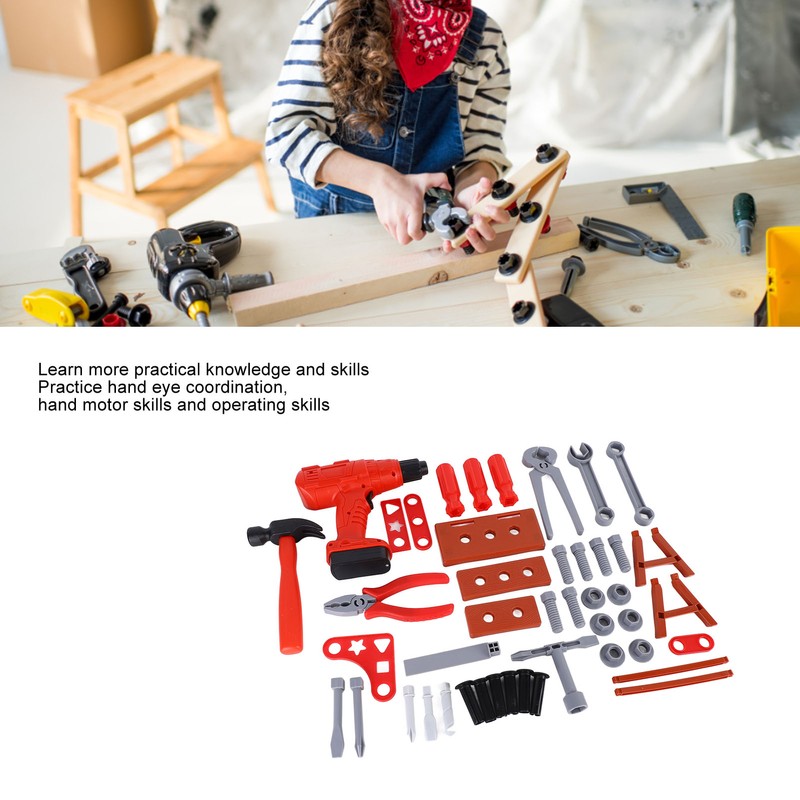 42pcs Kids Simulation Repair Tool Set Hammer Wrench Electric Drill