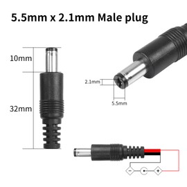 QIANRENON 4mm Banana Plug to DC5.5mm×2.1mm charging cable,DC5521 Male to Double Banana Male Plug Power Cable,18AWG,for DC 12V-24V Instrumentation Equipment,2m/6.6ft