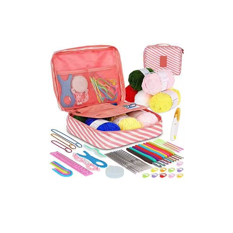58-Piece Crochet Starter Kit for DIY Yarn Projects – Blue