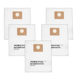 POWERTEC Turbo I, 9-20-27 Fleece Filter Bags 5PK, for Fein Dustex 25 L Wet/Dry Dust Extractor, for Fein 31345061010 Shop Vacuum Replacement Bags, Filter Bags, Dust Bags (75041)