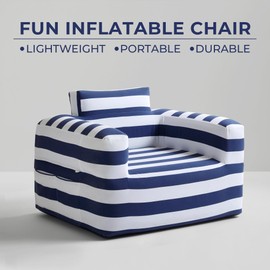 510 Design Inflatable Couch Air Sofa - Blow Up Chair Portable with Handle & Tie-Down Loops, Weatherproof & Water Repellent Indoor/Outdoor Sofa for Patio, Camping, Pool, 41" Lx32 Wx29 D Navy/White