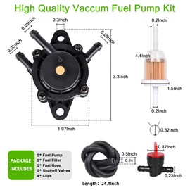 AMICAREP Fuel Pump for Kohler Vacuum Fuel Pump with Filter & Hose Fits for Kohler 17-25HP Engine Briggs & Stratton Honda Yamaha Small Engine Lawn Mower Replacement OE# 49040-7001