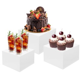 3 Pcs Buffet Risers, Food Risers For Buffet Table, Buffet Risers And Stands, White Boxes For Food Display, Dessert Table Display Set For Buffet, Wedding, Event, Birthday Party (7.9"-6.9"-5.9")