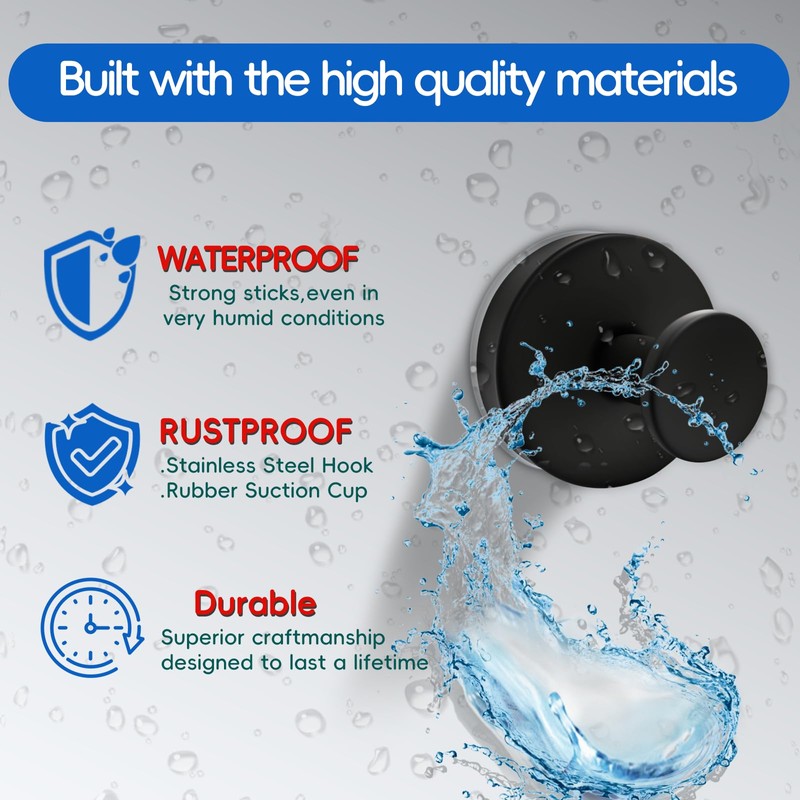 AQXYTK Heavy Duty Shower Hooks - 6-Pack Strong Suction Cup
