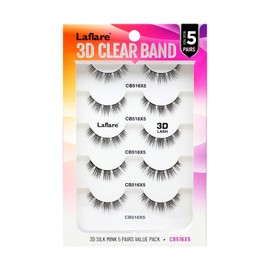 Laflare Strip Lashes Look Like Eyelash Extensions Clear Band 3D Natural Look Volume Lashes Wipsy (CB516X5)