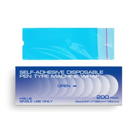 Tattoo Machine Blue Pink 200pcs Self-adhesive Polyethylene Bag Derma Pen Film Tattoo Pen Transparent Visible Disposable Protective Sleeves (blue)