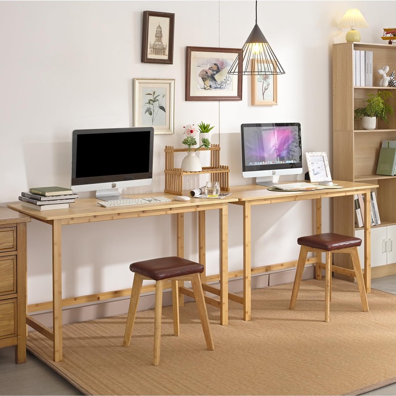 Nnewvante 47 Inch Computer Desk, Bamboo Writing Desk, Modern Simple